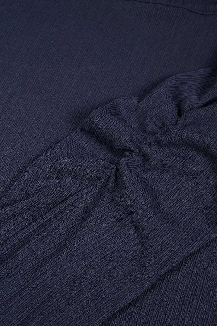 Teens Langarmshirt Kiss Feines Ripp mit gerafften Ärmeln Grau Navy