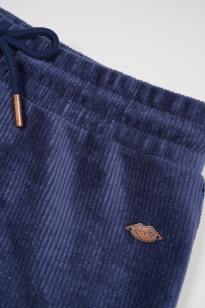 Teens Leggings Sady Samt Ripp Schlag Ensign Blau