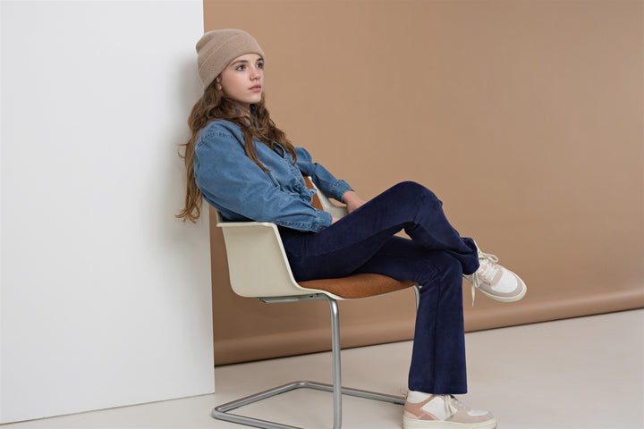 Teens Leggings Sady Samt Ripp Schlag Ensign Blau