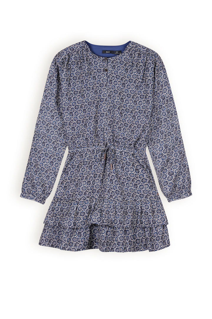 Teens Kleid Mayal Indigo Blume gewebt Ensign Blau