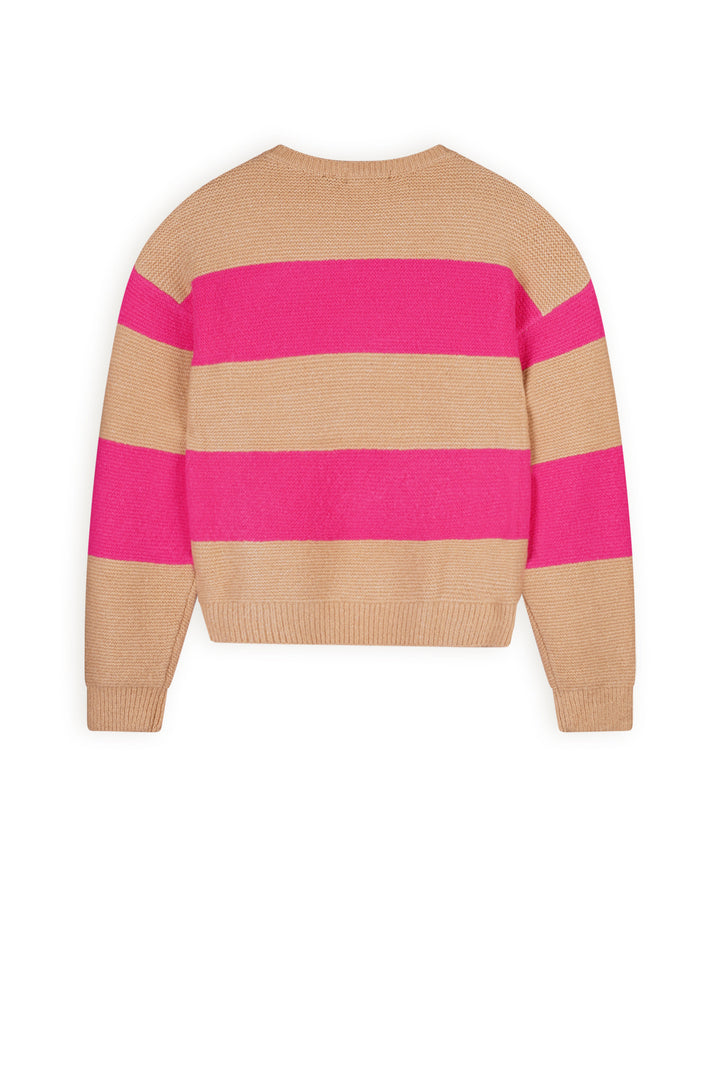Teens trui Kessy knitted colorblock croppepd Piiink