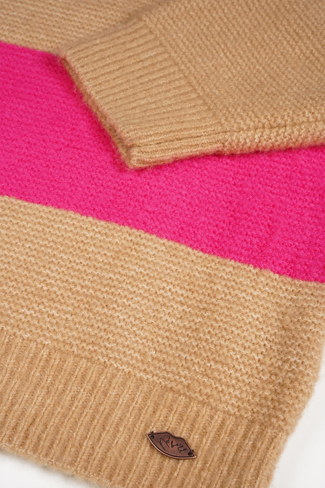 Teens trui Kessy knitted colorblock croppepd Piiink