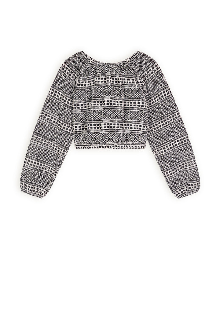 Blouse Timre Embroidered Chiffon Jet Black