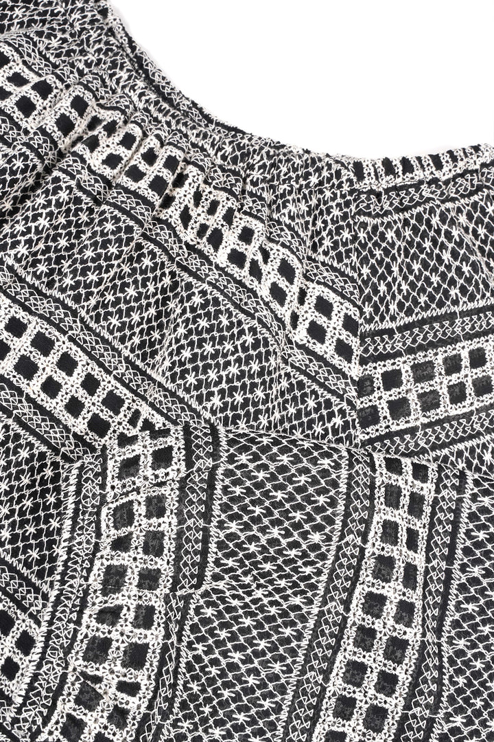 Blouse Timre Embroidered Chiffon Jet Black