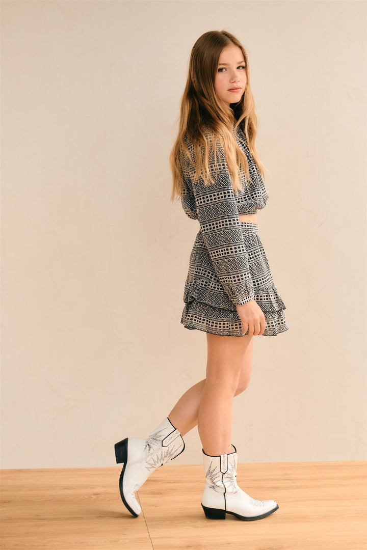 Blouse Timre Embroidered Chiffon Jet Black