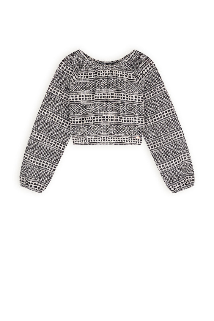 Blouse Timre Embroidered Chiffon Jet Black