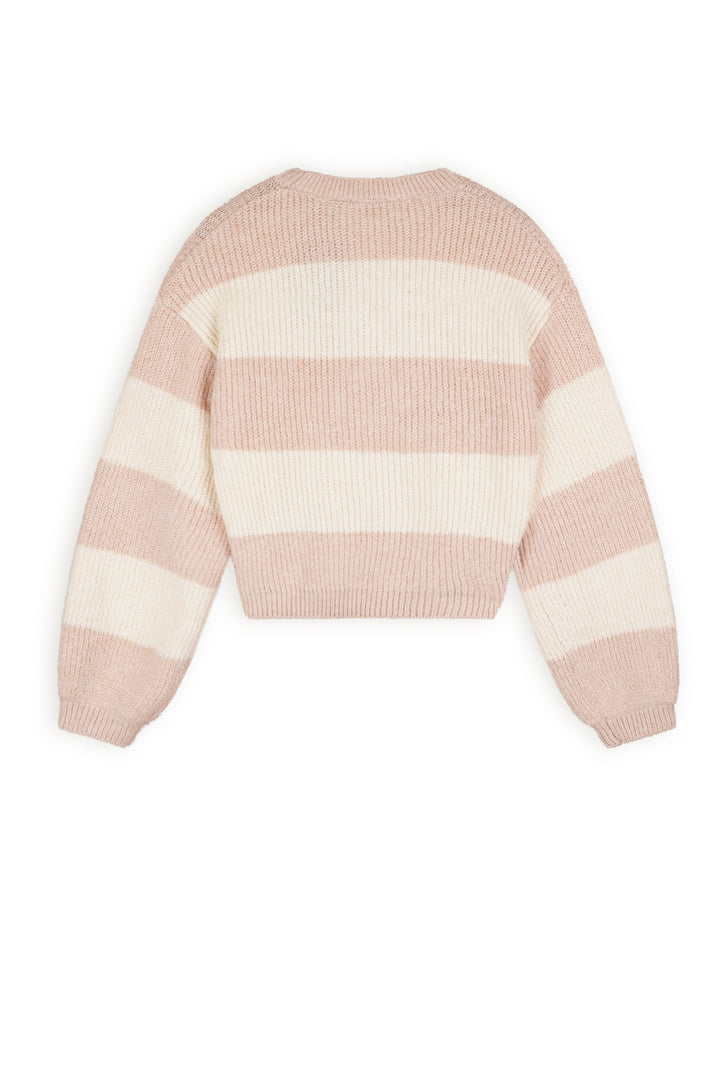Trui Kate striped knitted balloon sleeve Rosy Sand