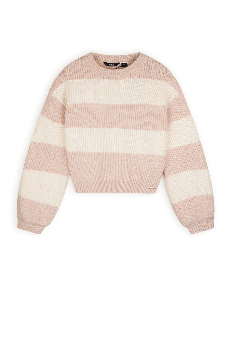 Trui Kate striped knitted balloon sleeve Rosy Sand