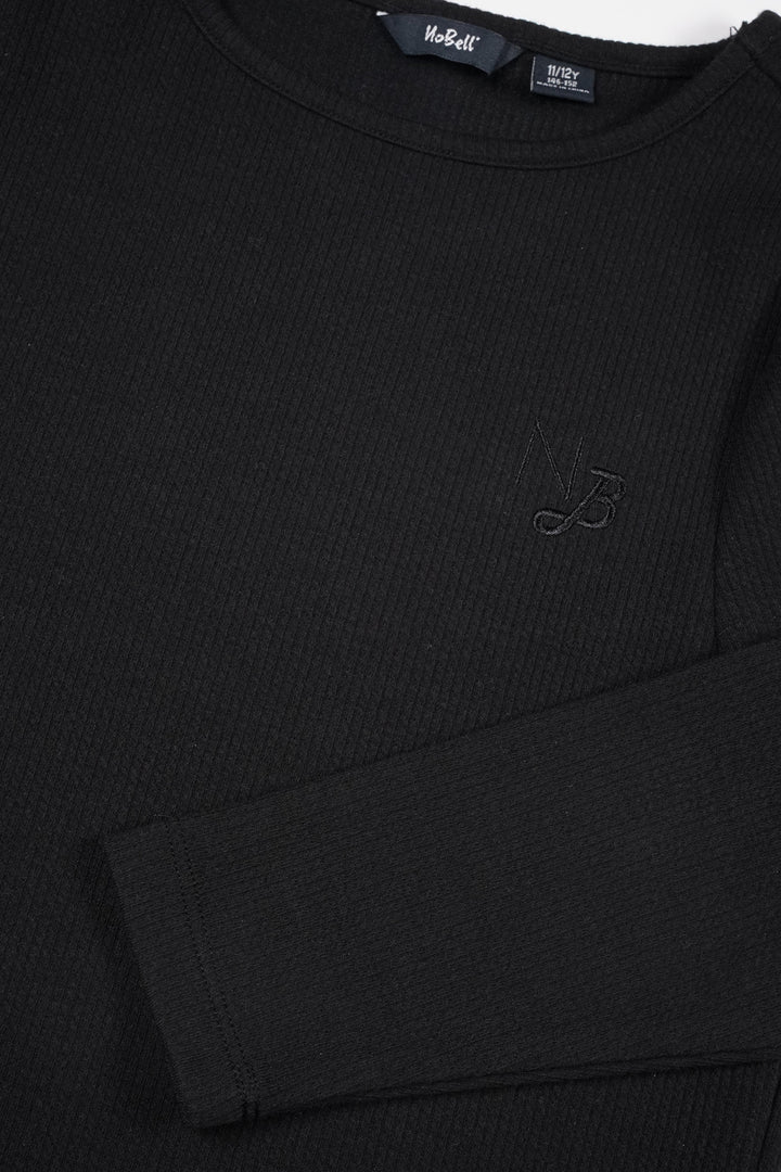 Longsleeve Krew Melange rib tshirt Jet Black