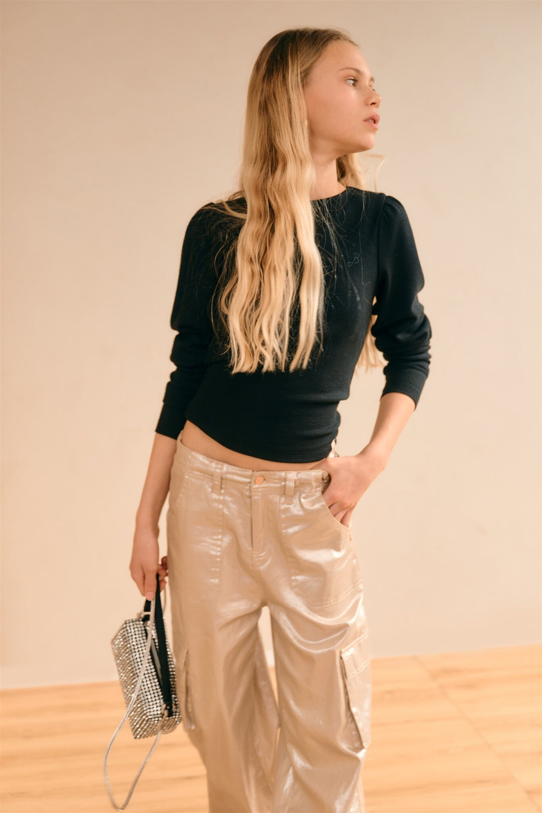 Longsleeve Krew Melange rib tshirt Jet Black