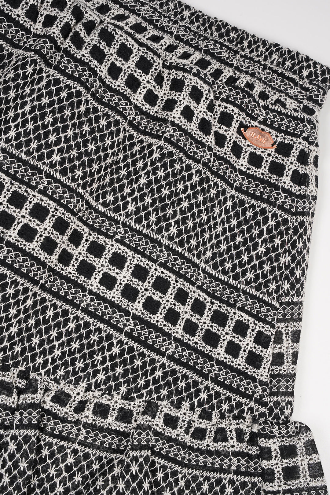 Rock Naia Kurz Bestickter Chiffon Perlen Elfenbein