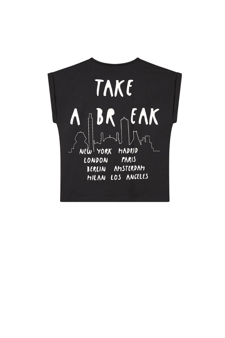 Teens T-Shirt Kasis T-Shirt Take a Break Druck auf der Rückseite Jet Black
