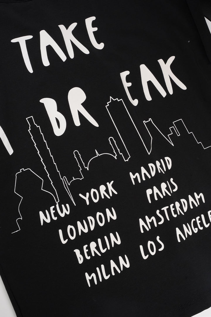 Teens T-Shirt Kasis T-Shirt Take a Break Druck auf der Rückseite Jet Black