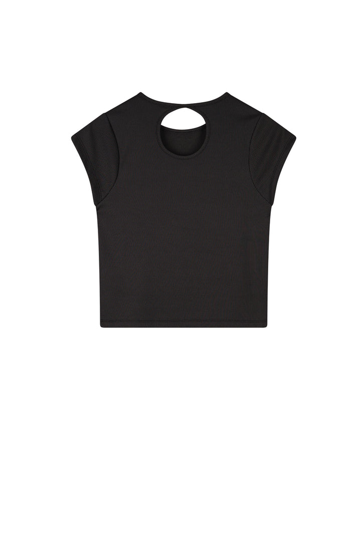 Teens T-Shirt Kit Crop-Top Kappenärmel Jet Schwarz