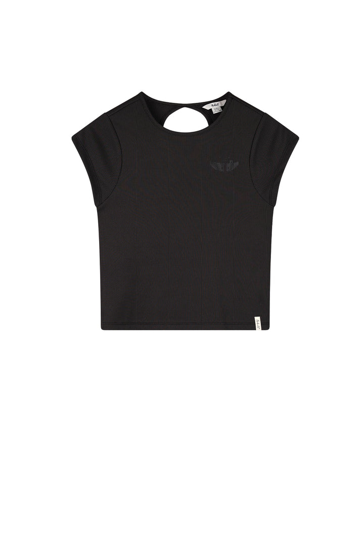 Teens T-Shirt Kit Crop-Top Kappenärmel Jet Schwarz
