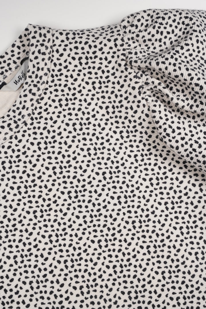 Teens T-Shirt Kylia Rippjersey-Top mit Puffärmeln Perlenweiß