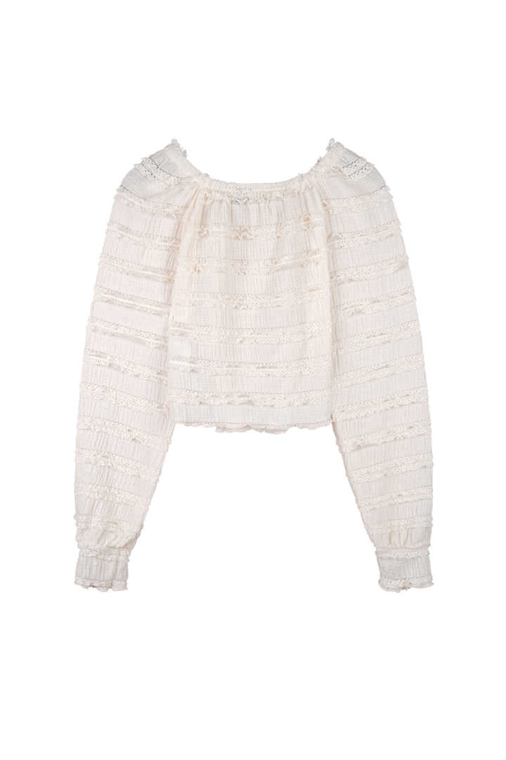 Teens longsleeve Kessy Ruffled l/sl top Pearled Ivory