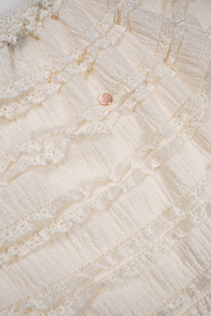 Teens longsleeve Kessy Ruffled l/sl top Pearled Ivory