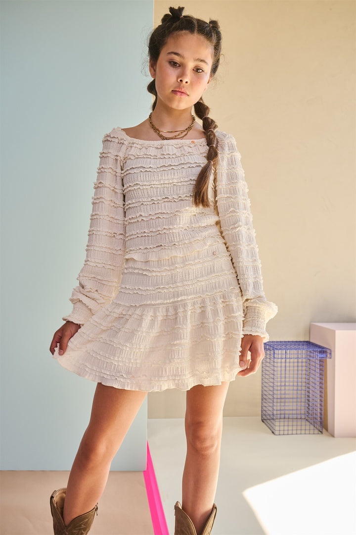 Teens longsleeve Kessy Ruffled l/sl top Pearled Ivory