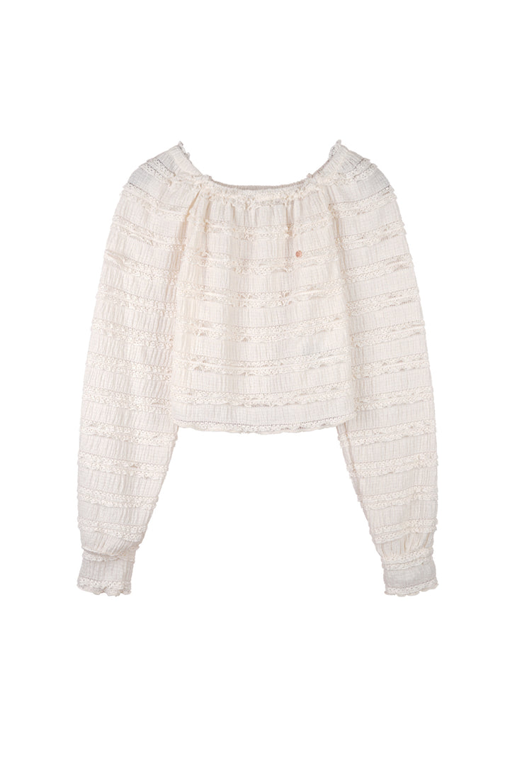 Teens longsleeve Kessy Ruffled l/sl top Pearled Ivory