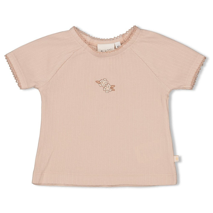T - shirt pointelle Roze - Flower Field