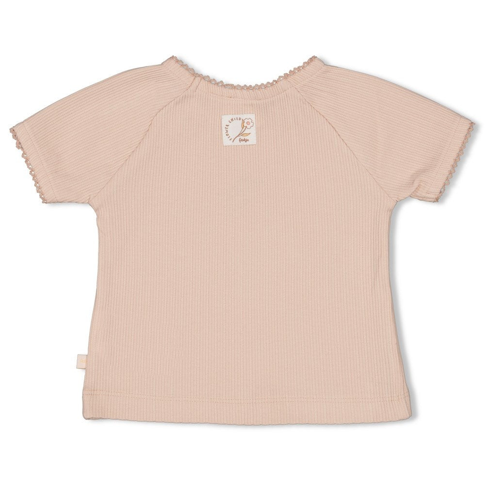 T - shirt pointelle Roze - Flower Field
