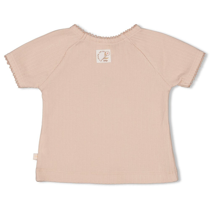 T - shirt pointelle Roze - Flower Field