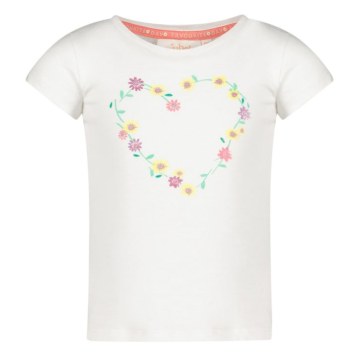 T - shirt flower heart Wit - Picknick Perfect