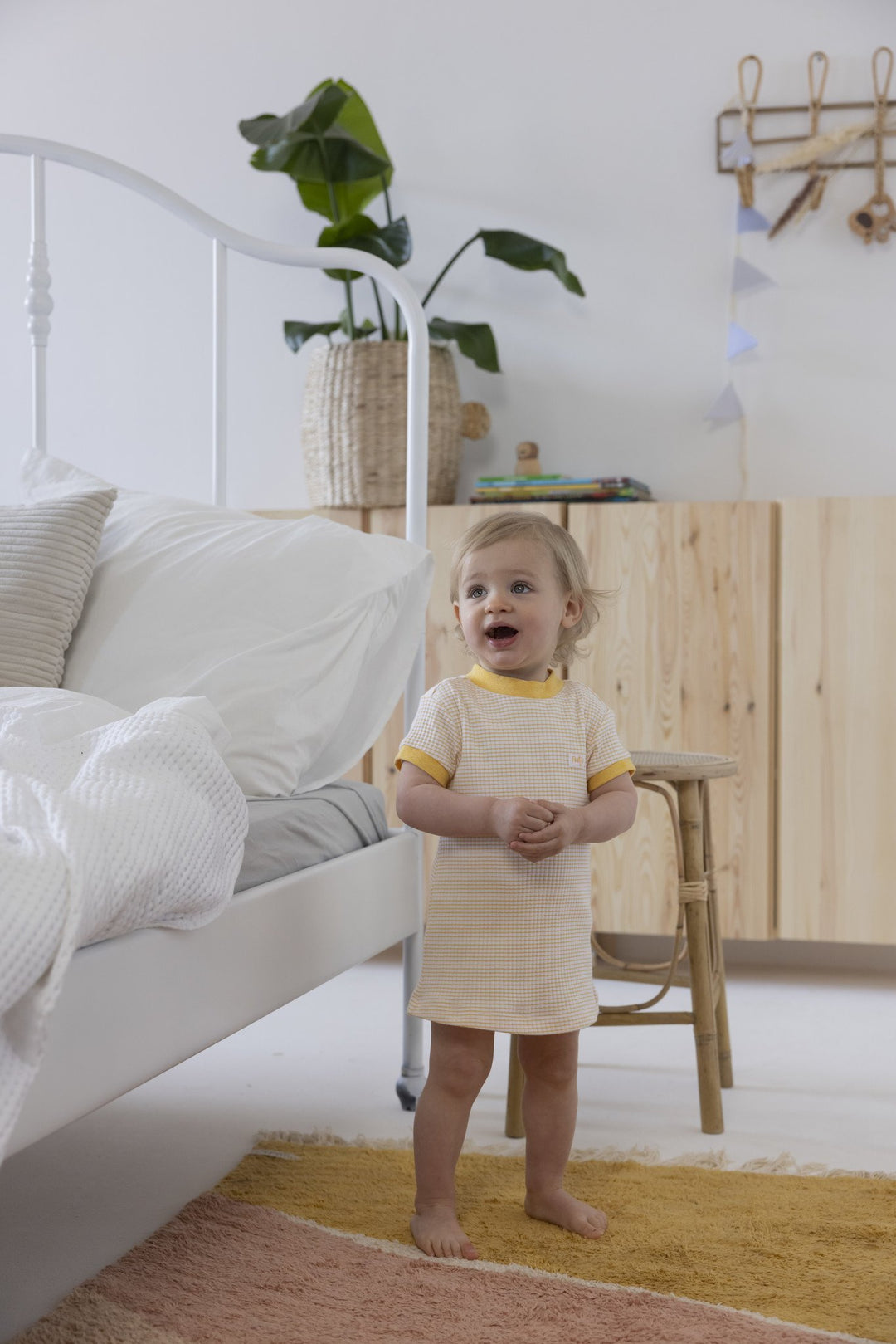 Wafel nachthemd okergeel