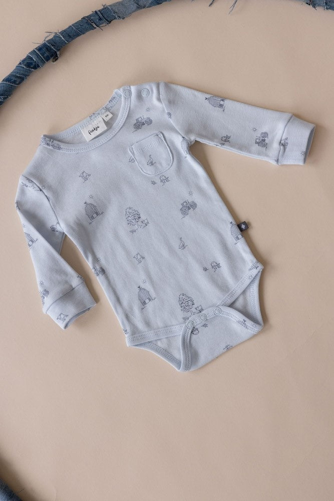 Romper rib Blauw - Farm Life