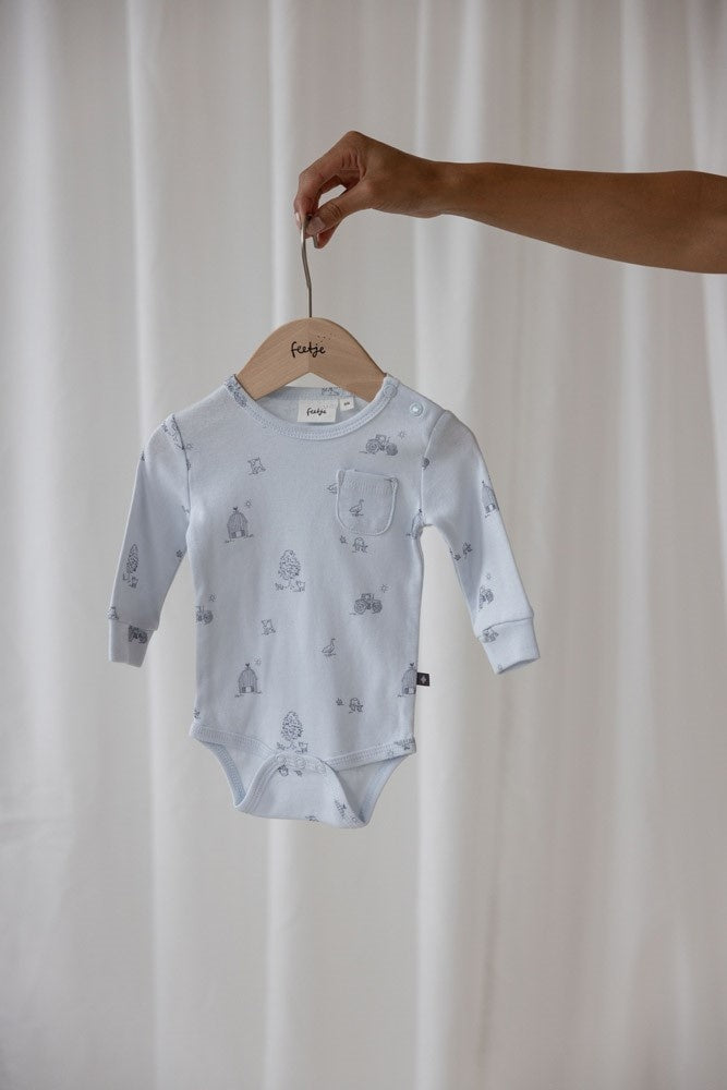 Romper rib Blauw - Farm Life