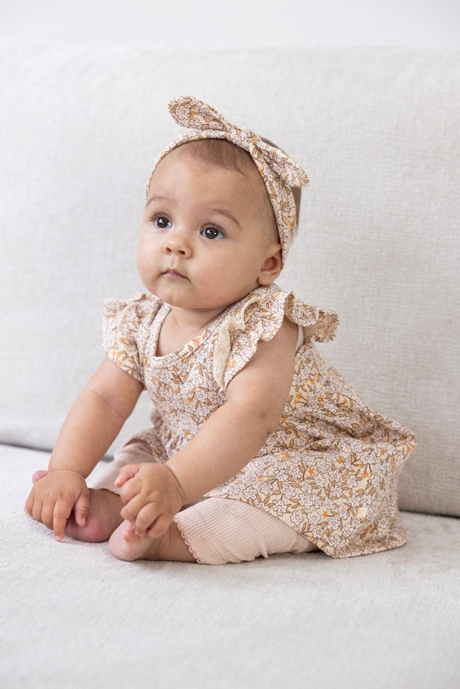 Jurk ruches Creme - Flower Field