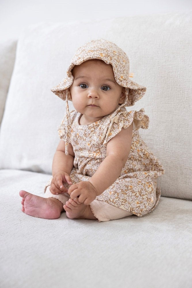 Jurk ruches Creme - Flower Field