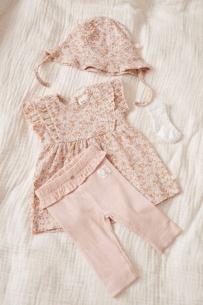 Jurk ruches Creme - Flower Field