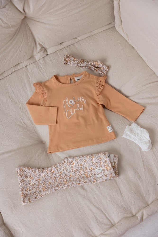 Longsleeve Abrikoos - Flower Field