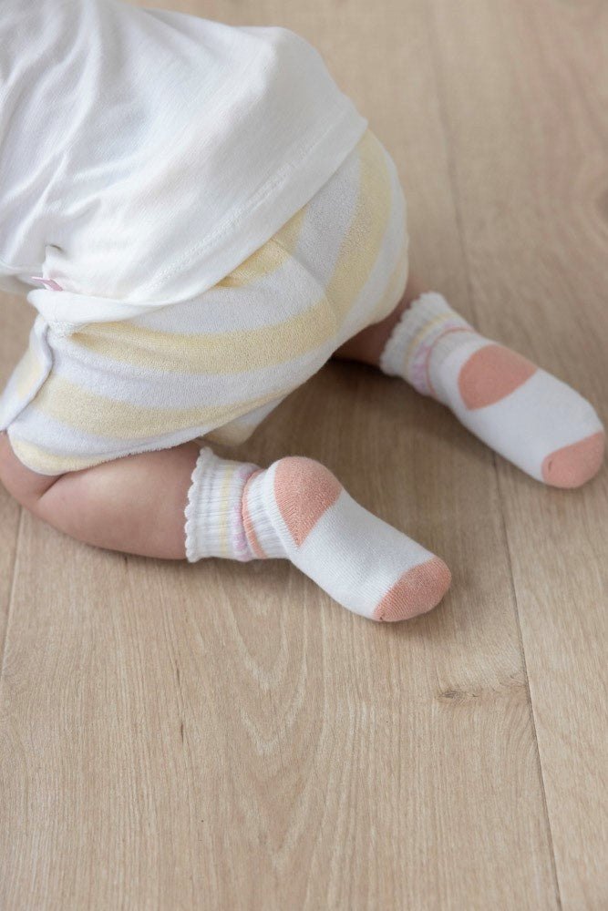 Kurzer gestreifter Frottee Gelb - Sunshine