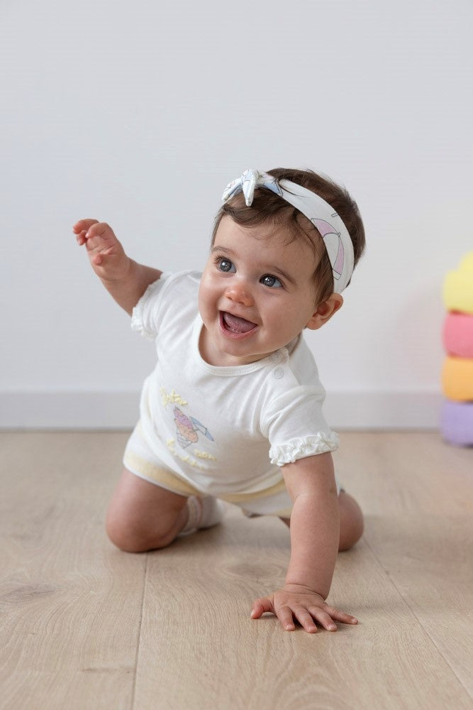 Kurzer gestreifter Frottee Gelb - Sunshine