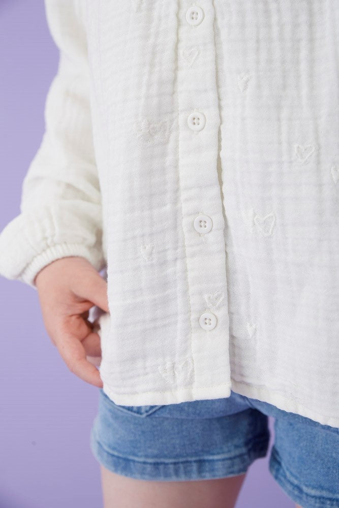 Blouse mousseline met borduursels Offwhite - Ciao Bella