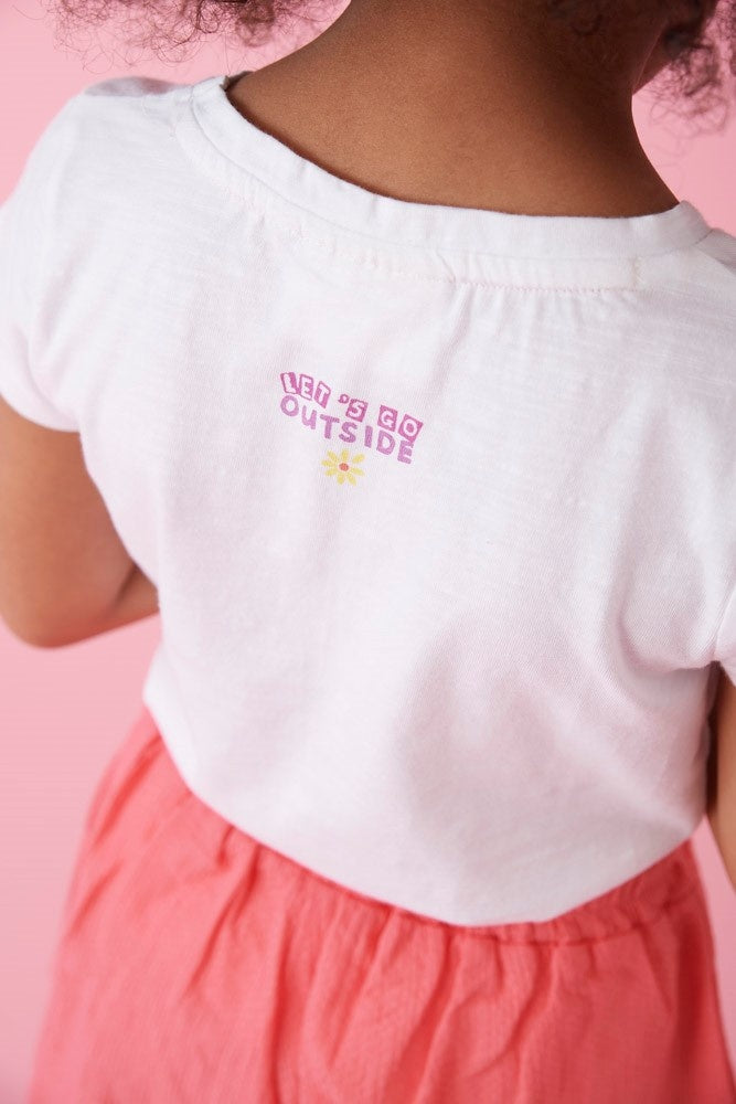 T - shirt flower heart Wit - Picknick Perfect