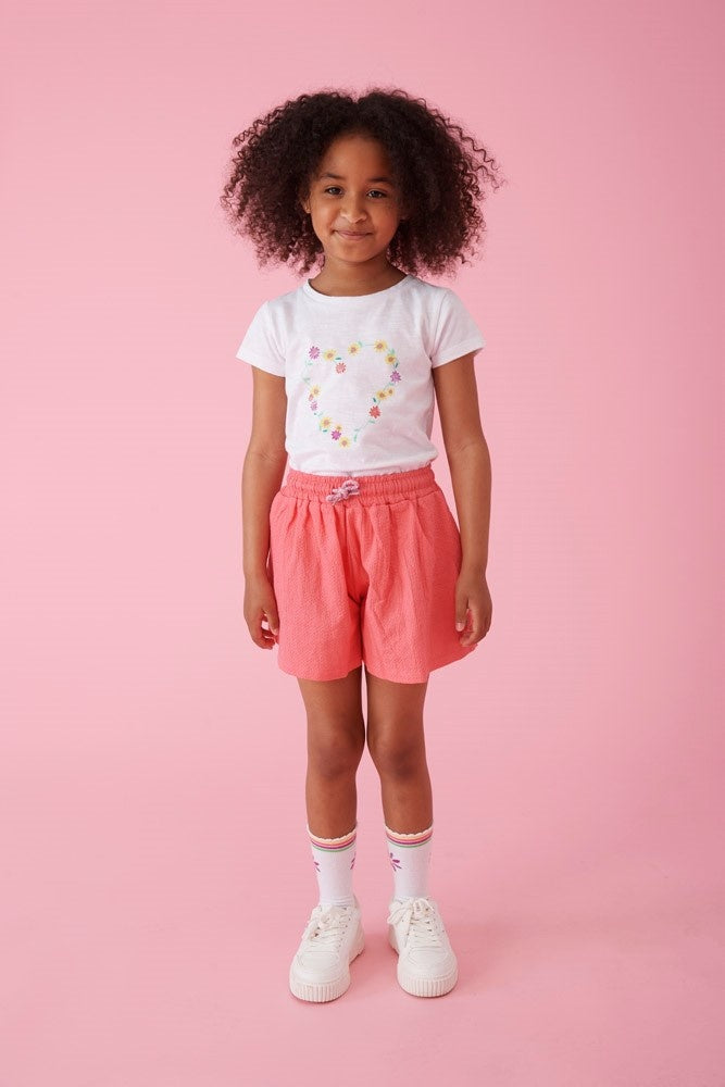 T - shirt flower heart Wit - Picknick Perfect