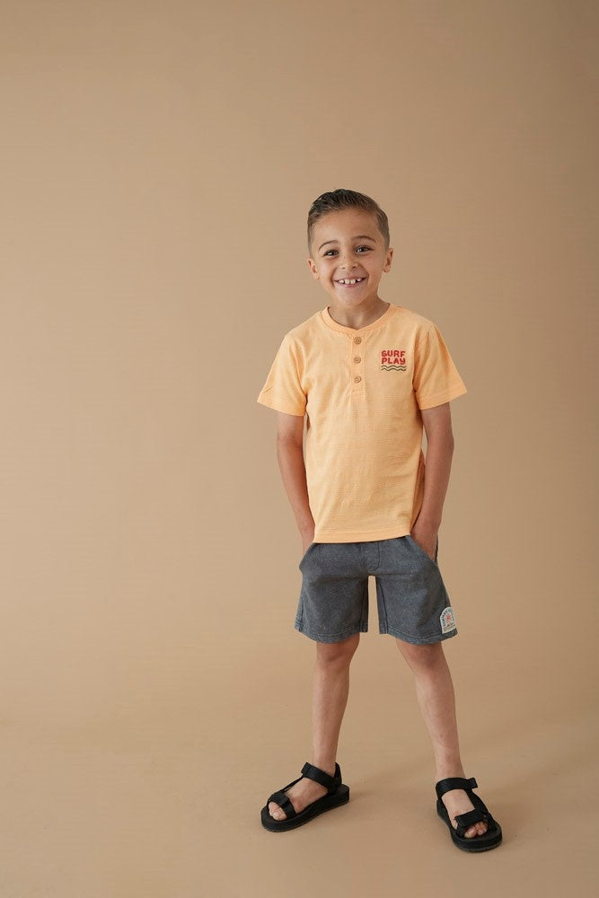 T - shirt met knopen Perzik - Happy Rio