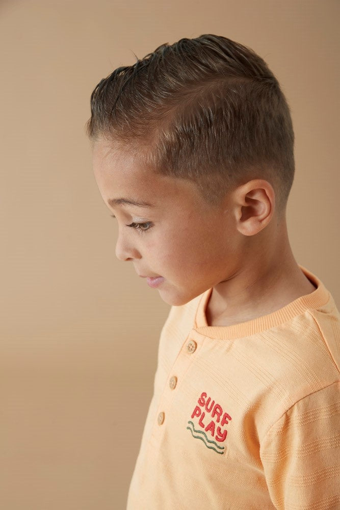 T - shirt met knopen Perzik - Happy Rio