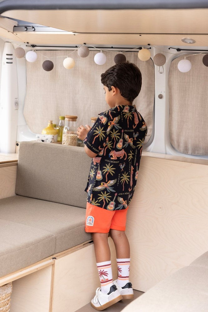 Overhemd k/m Antraciet - Happy Rio