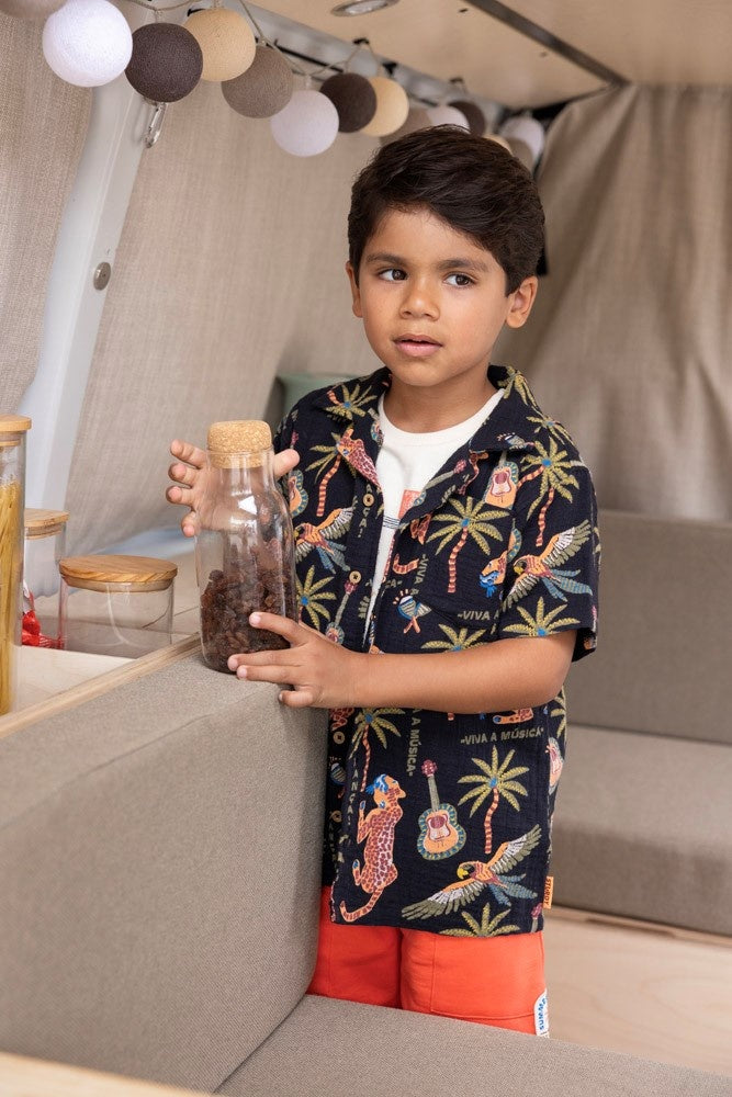 Overhemd k/m Antraciet - Happy Rio