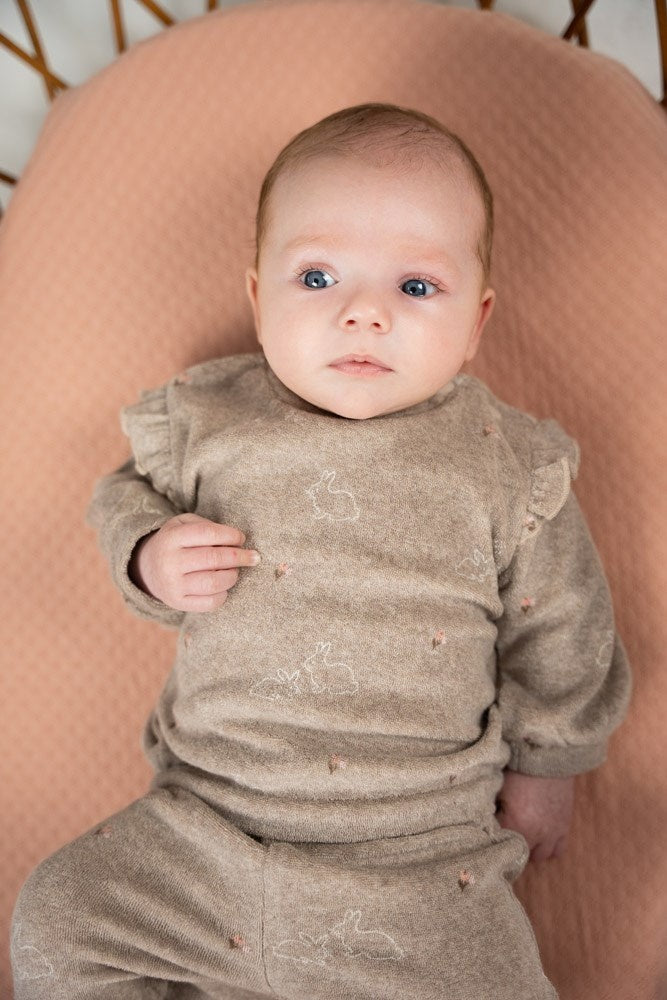 Broek badstof Taupe melange - Little Rosebud
