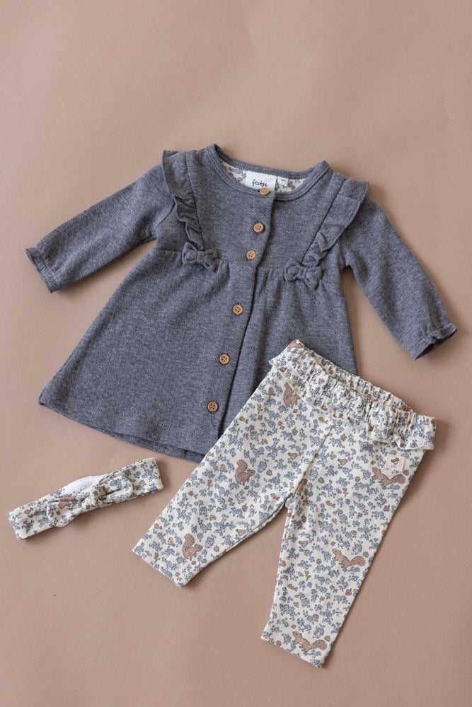 Jurk ruches Grijs melange - Stay Magical