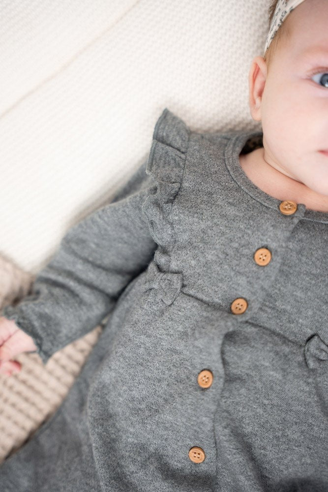 Jurk ruches Grijs melange - Stay Magical