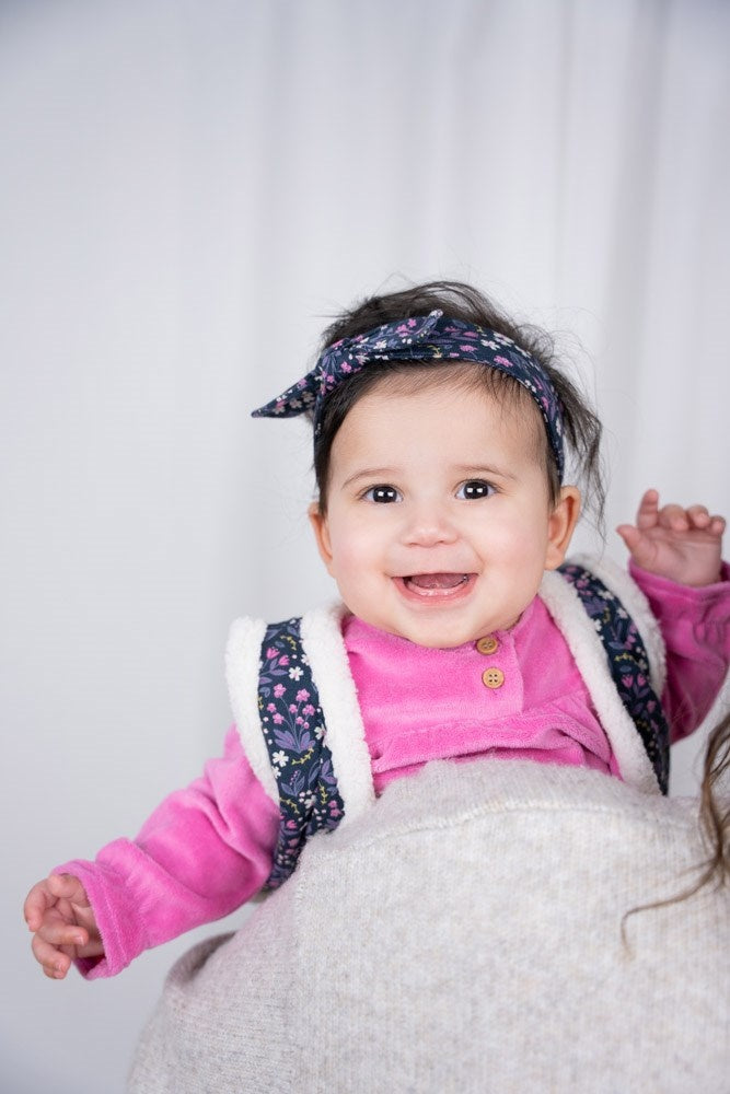 Langarmshirt Velours Rosa - Midnight Flowers