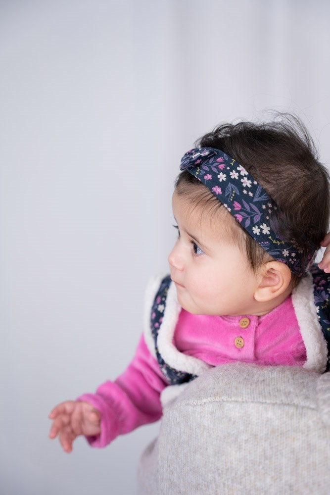 Langarmshirt Velours Rosa - Midnight Flowers