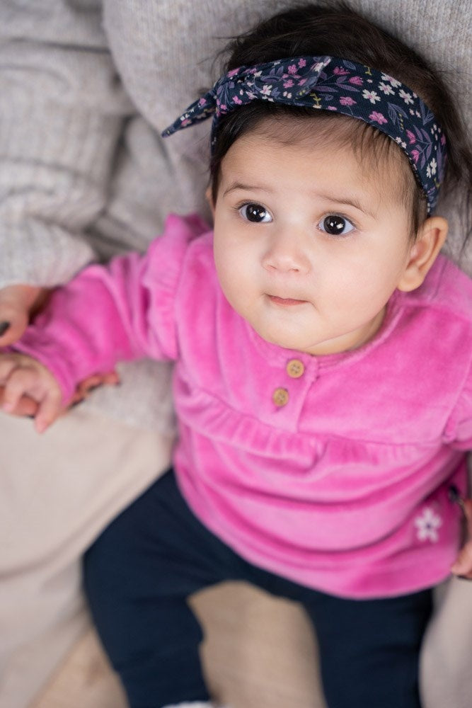 Langarmshirt Velours Rosa - Midnight Flowers